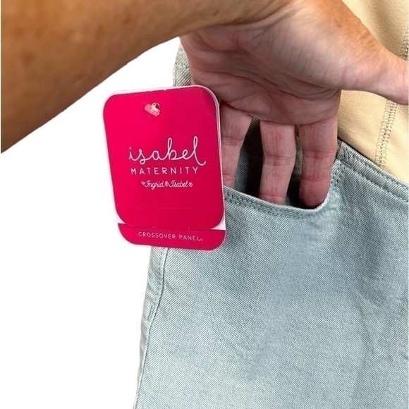 Isabel Maternity Midi Jean W/Crossover Panel Short size-12/31 NWT - Picture 3 of 10